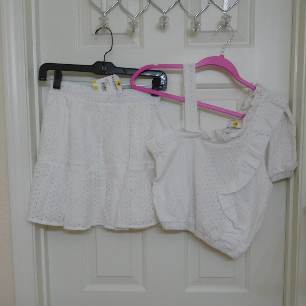 NWT 2pc Shade Critters Resort Wear White Eyelet Top & Skirt Set sz 14